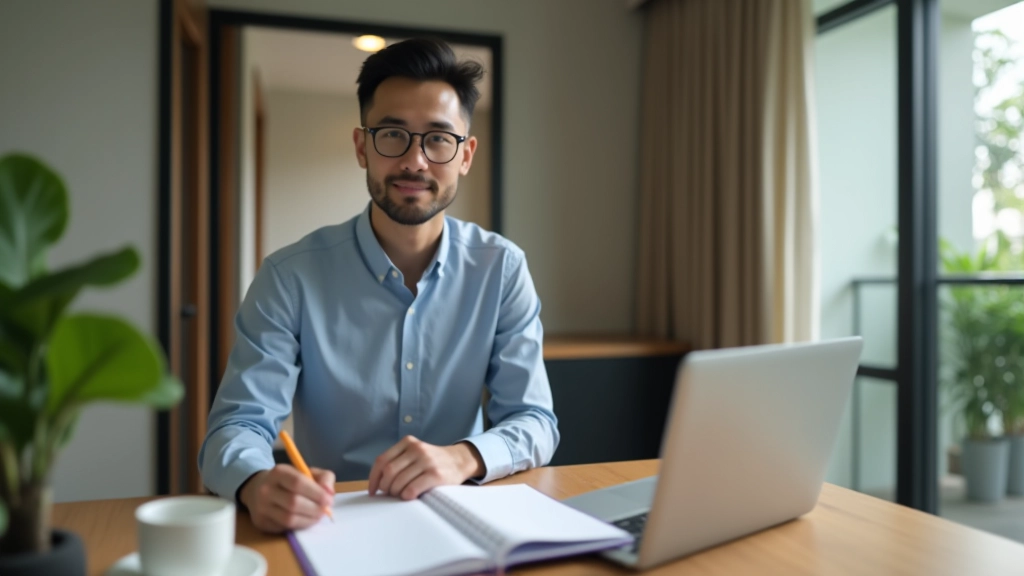 Person sitting at desk with planner, coffee, and laptop showing weekly planning ritual
